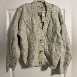 Mystree Cream Cable Knit Cardigan